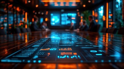 Poster - Business meeting with digital data presentation