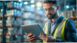 © Netaya - Macro Portrait Logistics Analyst Spreadsheet Closeup Analyzing Marginal Cost Data on Laptop Ample Advertisement Space