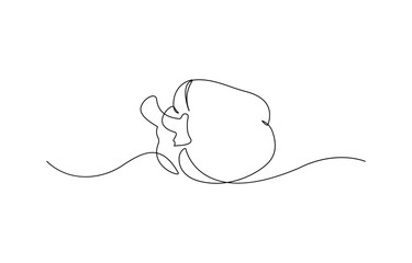 Aufkleber - Continuous one line drawing of Sweet pepper bell pepper line art vector sketch illustration design, Continuous one line drawing of paprika vegetable, Paprika single line illustration.