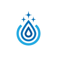Poster - A flat logo of an abstract water drop icon with three stars above it that indicates squeaky cleanliness