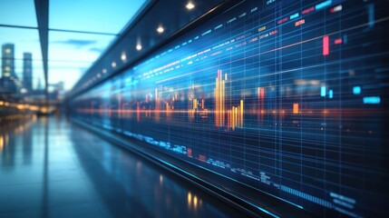 Poster - Digital display of data analytics in a modern background