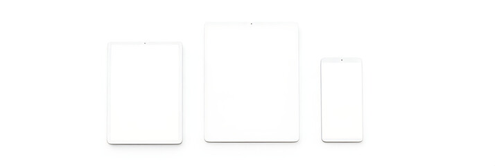 Poster - Smartphone and mobile devices display vibrant, blank screens against a clean white background, highlighting their sleek designs._00001_