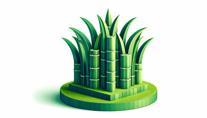 Wall Mural - 3D Pongal Sugarcane Vector concept as Isolated vector of sugarcane stalks symbolizing harvest and prosperity during Pongal ideal for infographic icons and symbols with clean lines and vibrant green co