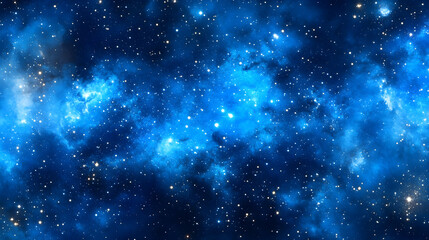 Blue nebula cosmic background with stars.