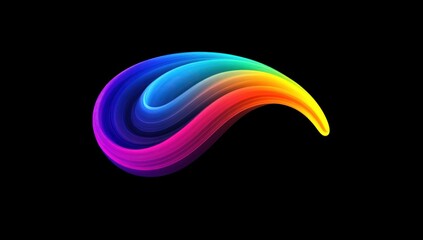 Poster - Flowing multi-colored rainbow curve on a black backdrop.