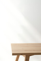 Poster - A modern wood table top sits on a clean white abstract background, ideal for product displays and creative layouts._00002_