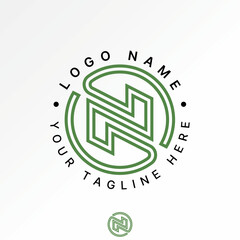Poster - Logo design graphic concept creative premium vector stock image graphic initial N or Z two double lines font circle infinity monogram typography tech