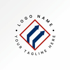 Poster - Logo design graphic concept creative premium vector stock image graphic two lines arrow up 3D initial E font square connect monogram typography sport