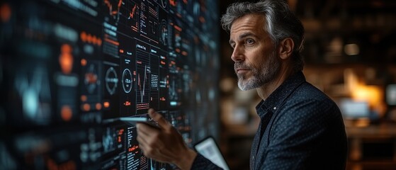 Poster - Professional analyzing data on a digital display