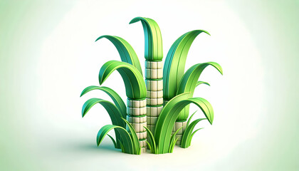 Wall Mural - 3D Pongal Sugarcane Vector concept as Isolated vector of sugarcane stalks symbolizing harvest and prosperity during Pongal ideal for infographic icons and symbols with clean lines and vibrant green co