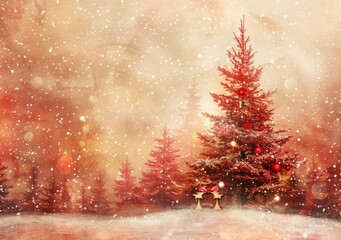 Wall Mural - christmas tree in the snow