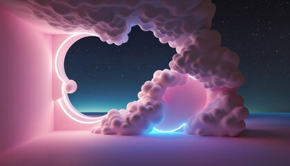 Poster - cloudy roomscape, abstract dreamy illustration