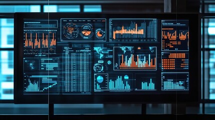 Poster - Modern Digital Interface with Data Visualization on Computer Screen