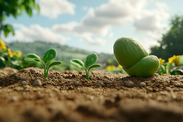 Wall Mural - Seed sprouting into plant growth stages.