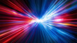 © zhou yan - Dynamic speed motion abstract background with blue and red neon lights, high-tech data transfer concept, digital illustration. Futuristic, cyberpunk, vector art, wide angle, high resolution, dark back