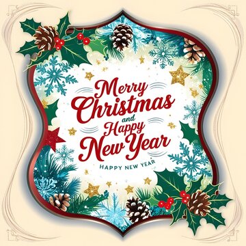 Merry Christmas and Happy New Year Greeting Card. Vector illustration for background, greeting card, party invitation card, website banner, social media banner, marketing 