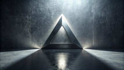 Wall Mural - Illuminated Triangular Platform in a Dark Industrial Setting