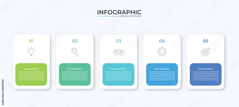 Vector Infographic label design template with icons and 5 options or ...