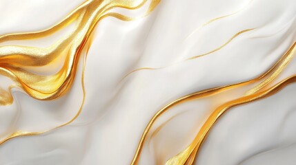Poster - Elegant golden wave fabric texture studio abstract art soft light close-up luxury design inspiration