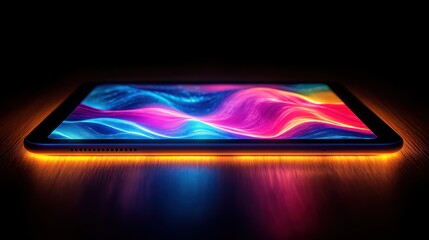 Poster - Illuminated tablet displaying vibrant abstract colors