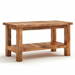 Poster - Rustic wooden coffee table with a lower shelf, perfect for adding a touch of charm to any living room