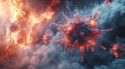 Poster - Powerful Cosmic Explosion Symbolizing Body s Immune Defense Mechanisms