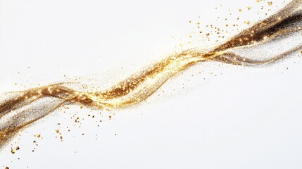 Poster - Dynamic flow of golden particles abstract art digital creation clean background close-up visual serenity for creative inspiration