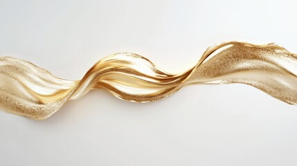 Poster - Fluid gold ribbon dance studio setting abstract art minimalist background aesthetic perspective creative expression