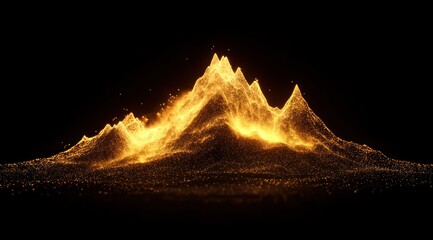 Poster - Golden, sparkling, mountain range of tiny particles.