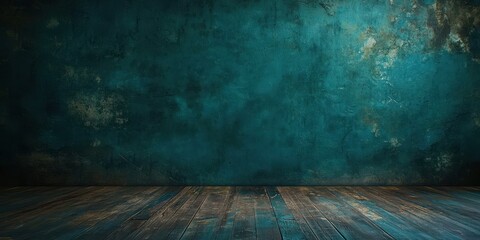 Poster - Blue wall with a wooden floor