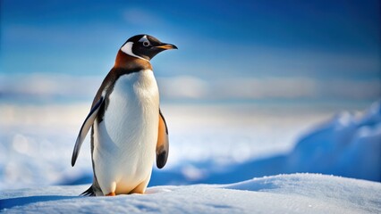 Wall Mural - penguin standing in fresh snow, penguin, snow, winter, cold, wildlife, arctic, antarctica, nature, a