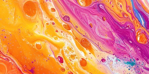Poster - Painting with a lot of orange and pink colors