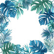 © Tohamina - Tropical Teal Leaf Frame: A Vibrant Botanical Illustration