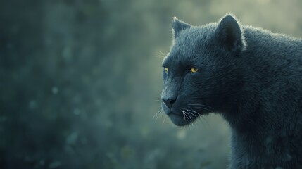 Sticker - A black panther with yellow eyes standing in the woods