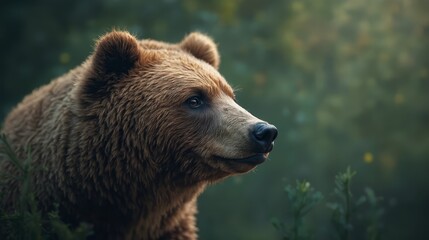 Poster - A brown bear standing in the middle of a forest