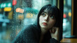 © bephoto - 雨の日にカフェで物思いにふける日本人女性