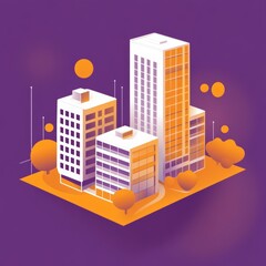 Poster - Urban Oasis: Isometric Cityscape Illustration 