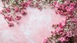 © Andrew - Pink Floral Frame: Delicate pink and white blossoms create a romantic floral frame on a soft pink background. Use this image for wedding invitations, baby announcements.