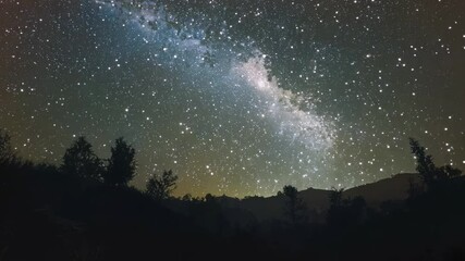 Wall Mural - night sky filled with stars and faint milky way, dark and vast, mysterious and infinite, cosmic and 