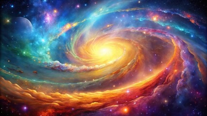 Wall Mural - abstract cosmic galaxy background with vibrant colors and swirling patterns, galaxy, abstract, space