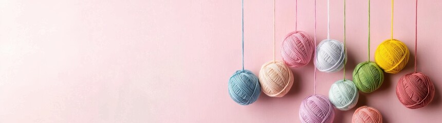 Colorful yarn balls banner creative craft decor inspiration