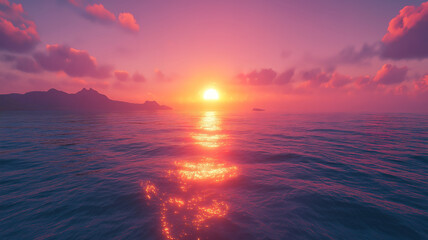 Wall Mural - Beautiful sunrise over the sea with soft golden light reflecting on the water