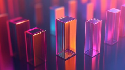 Aufkleber - Colorful Abstract Glass Rectangles in Futuristic Setting