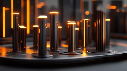 Poster - futuristic audio control interface with glowing neon elements