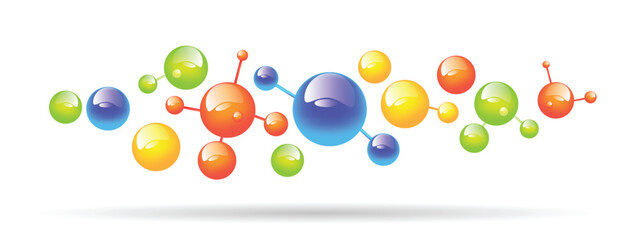 Poster - Abstract Molecule Realistic Different Colors Background. Science health care and medicine, macro world concept vector