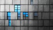 © Khalid - Minimalist grids in grayscale with pops of electric blue on a smooth metallic silver background