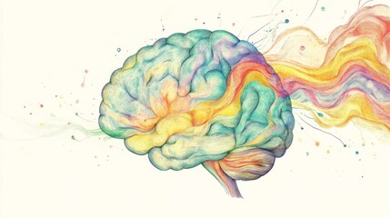 Aufkleber - Colorful Abstract Brain with Creative Swirls and Energetic Flow