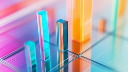 Poster - Colorful Abstract 3D Bar Graph with Reflections and Light Effects