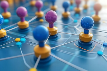 Poster - Abstract network connection visualization with colorful nodes and lines.
