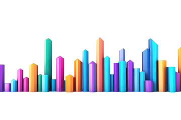 Fototapete - Colorful bar graph displaying varying heights, representing data in a visually appealing way.